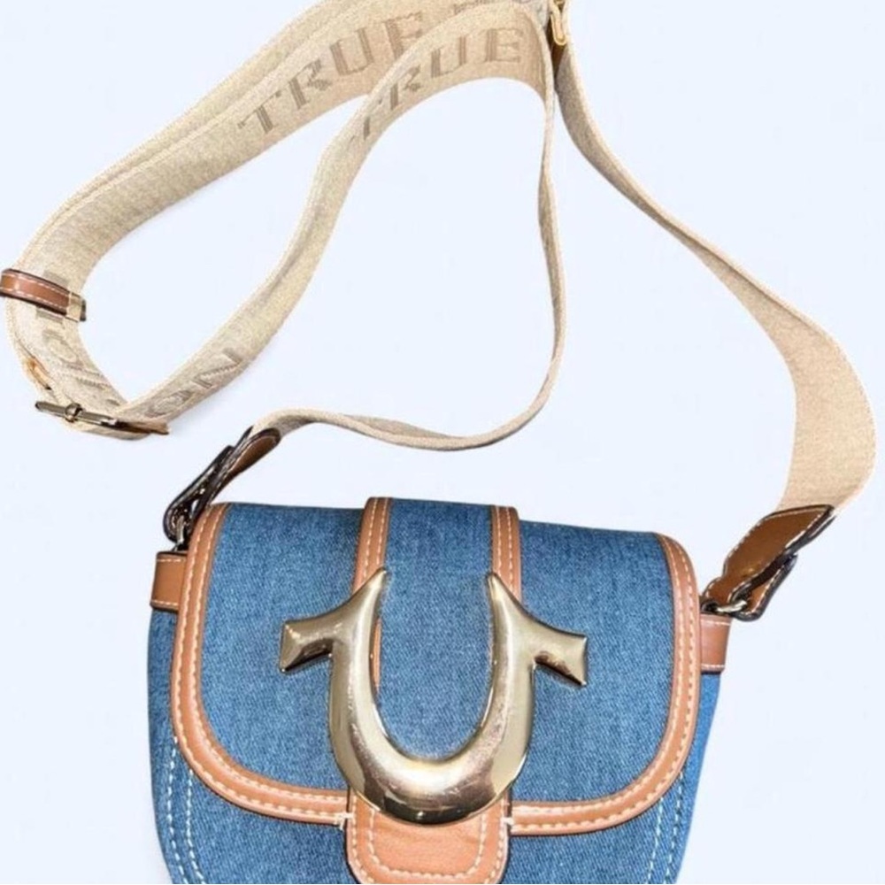 True Religion Denim and Tan Crossbody Bag